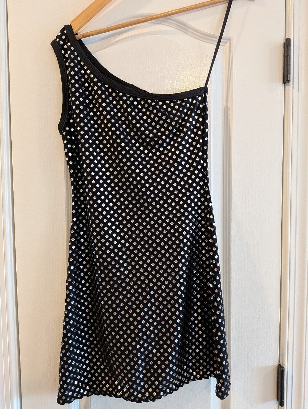 Lip Service Vintage 90s Punk Goth Studded Black One Shoulder Mini Dress Size M - Picture 1 of 11